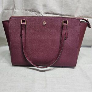 Tory Burch Cabernet Saffiano Leather Handbag - almost pristine!